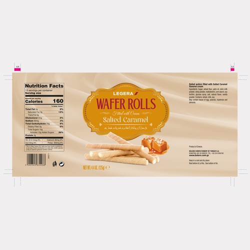 LEGERA Wafer Rolls Pack 125 gm - Salted Caramel Design by Gustavo RV