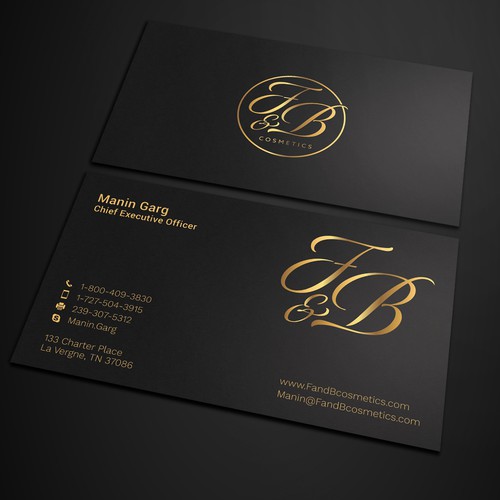 Black & Metallic Gold Business Cards Diseño de Jahid™