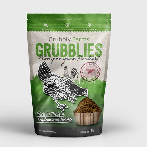 Awesome package needed for pet chicken treats! Design réalisé par Klidesign01