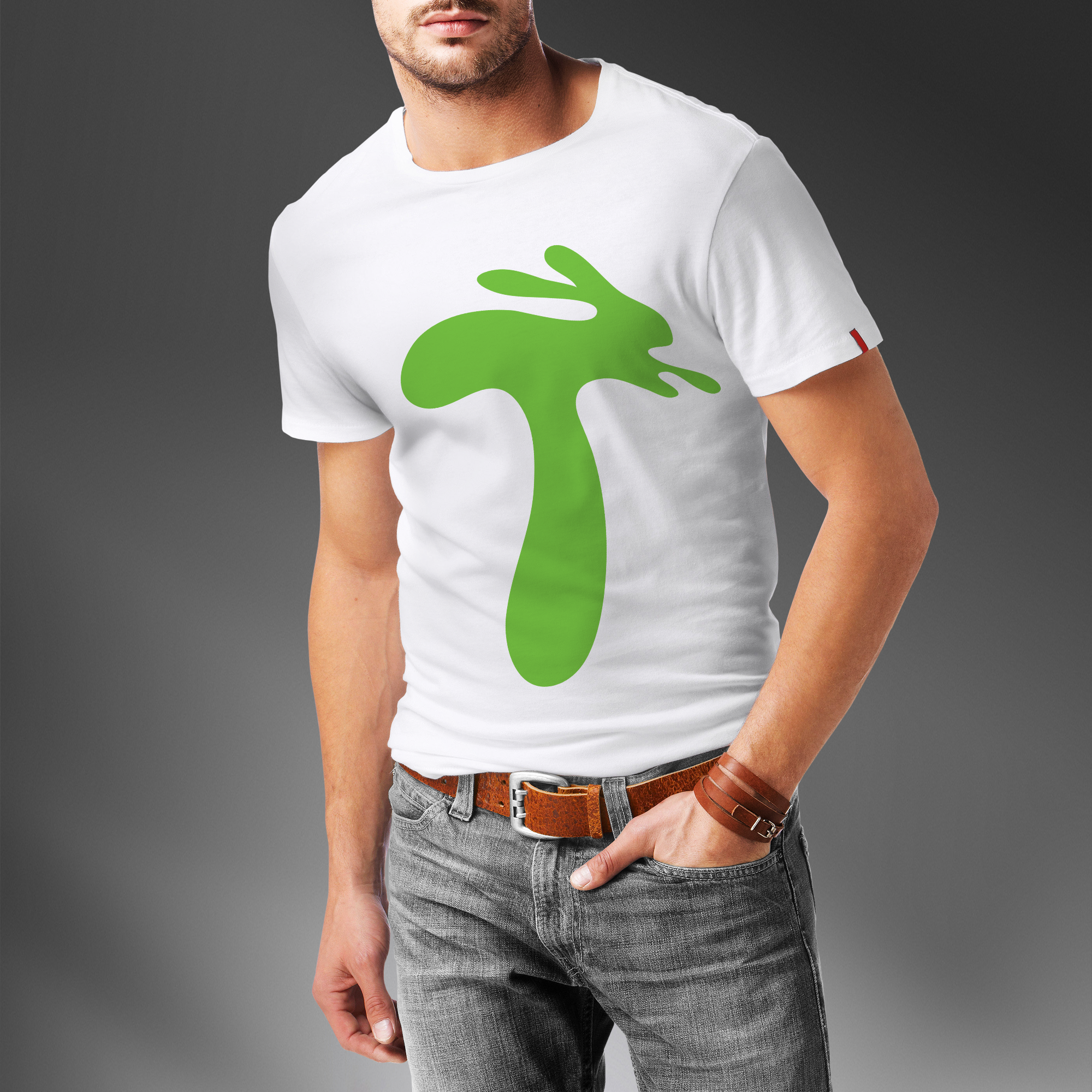 Shirt logo with the title 'In search of FUN, CREATIVE new logo to slingshot our brand campaign.'