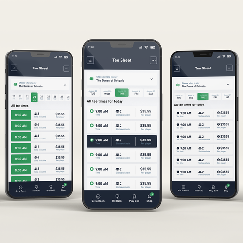 Consumer facing multi-platform golf app Design by ScripArt
