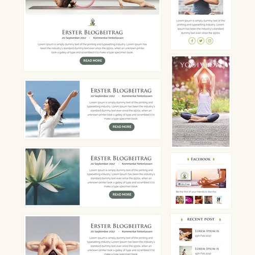 "Erstelle eine übersichtliche und moderne Webseite/BLOG für einen AYURVEDA/YOGA Blog" ganador Diseño de página web por Sbss