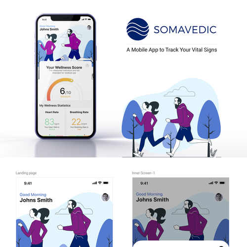 Wellness "vital signs" app - redesign Design by Nihas_pl