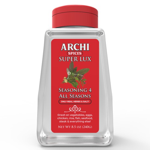 We need a modern eye catching label for a premium seasoning brand Design by Studio C7