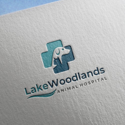 Veterinary logo design for a small animal hospital located next to a lake! Design by Leona