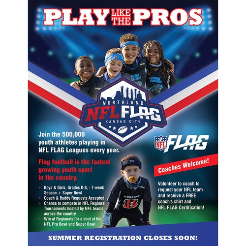 Exciting NFL FLAG Youth Football Flyer for Schools Réalisé par omsplus