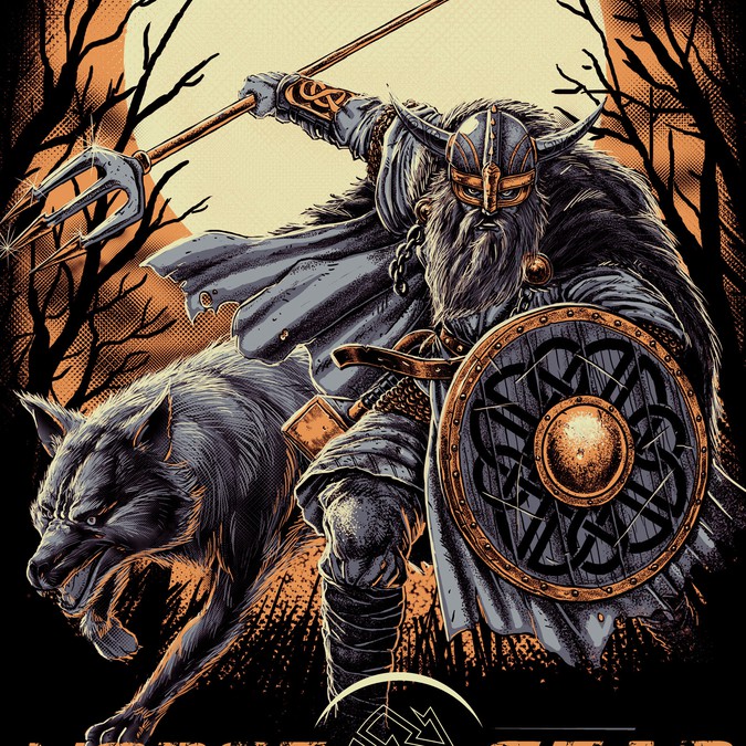 Fearful Viking warrior and wolf | T-shirt contest