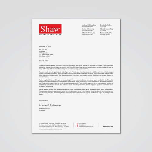 Letterhead for Divorce & Family Law Firm; Modern, Minimalist, Conservative Design Design by Tcmenk