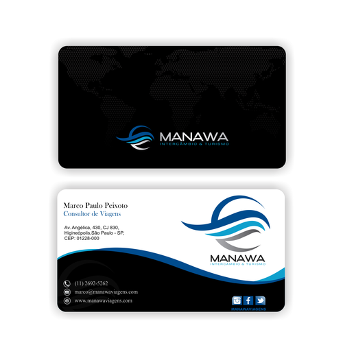 Please create a great Business Card design for travel agency Manawa! Design by Parth Soni