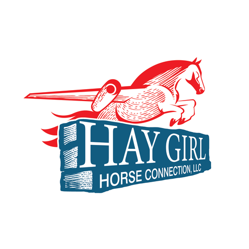 High flying horse showing athleticism - Go GET THEM ATTITUDE to sell Hay on website Design by flynexus