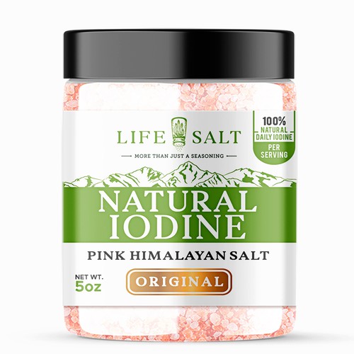 Label for Natural Iodine Pink Himalayan Salt that is fused with Seaweed Design by Design_byMe