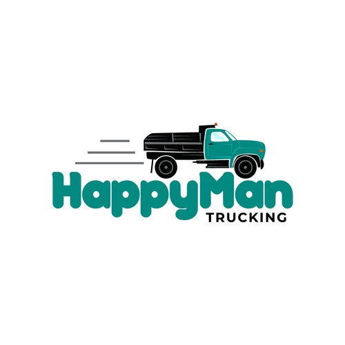 Happy Man Trucking Logo Design by Storiebird