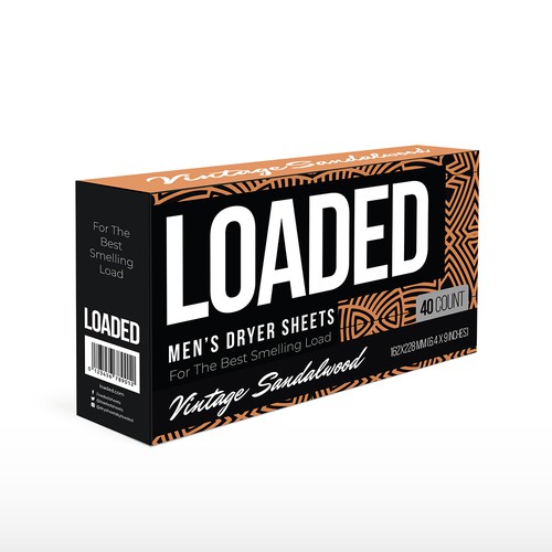 Men's Dryer Sheet Box Design Contest Design by Haroska Studio