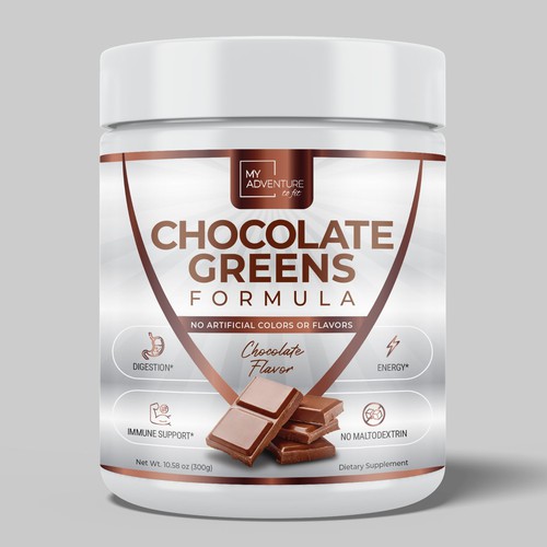 Chocolate Greens Superfood label design Design by Bee Man