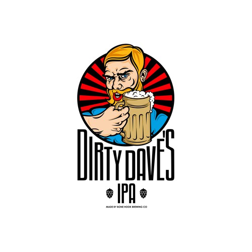 Cool and edgy craft beer logo for Dirty Dave's IPA (made by Bone Hook Brewing Co) Ontwerp door bottom