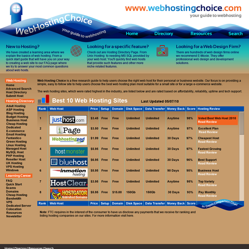 Redesign WebHostingChoice.com Design by mandrej