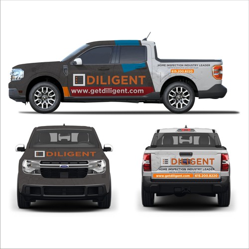 Design a modern and simple truck wrap for our home inspection company Design by e^design