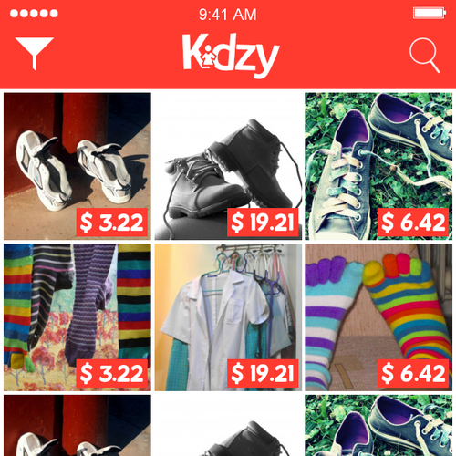 Mobile App Kidzy 2 simple screens + Logo. Design by LELM7