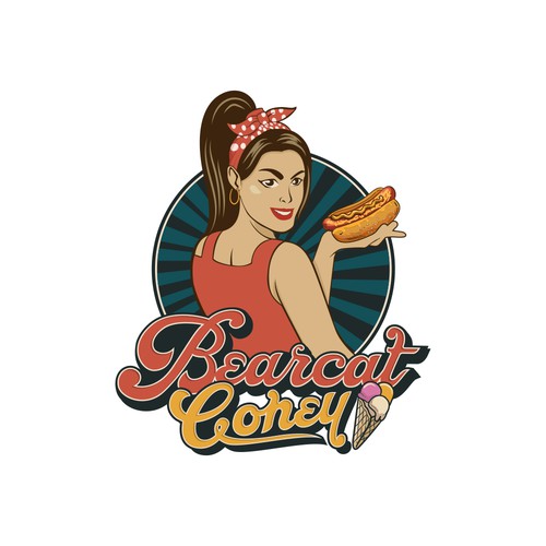 G-Rated Cartoon PinUp Girl girl logo for Retro Coney Hotdog restaurant Design by dannyoval