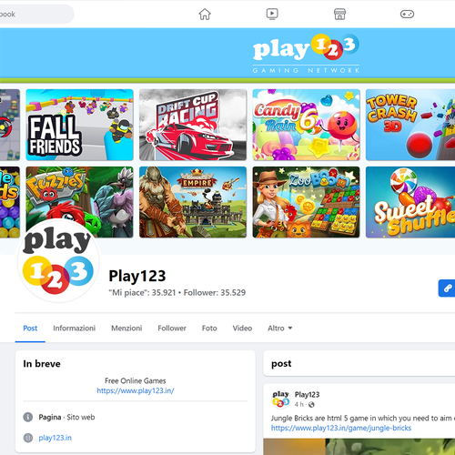 Facebook cover for a free games website Design by denkil