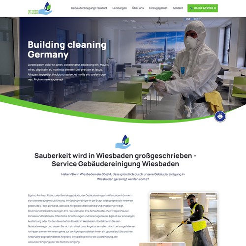 "Big Gebäudereinigung Company in Frankfurt wants to grow with new Design" winning Web page design by Pinku