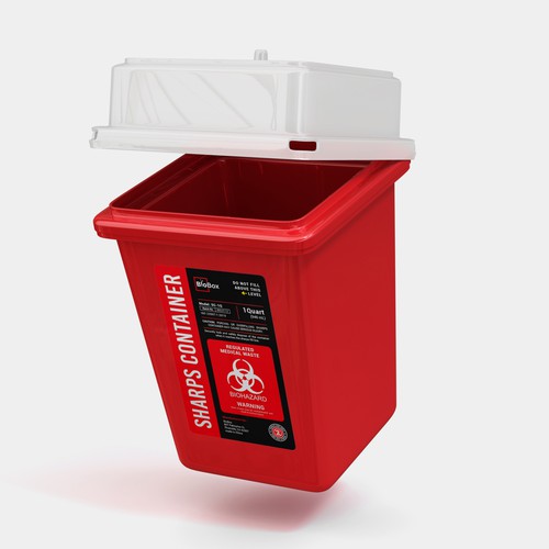 BioBox Sharps Container Label Layout Ontwerp door CUPEDIUM