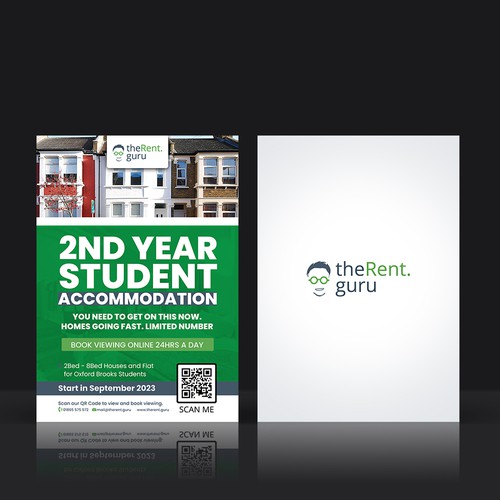 A5 Student Accommodation Flyer Design by Distinguish♐︎