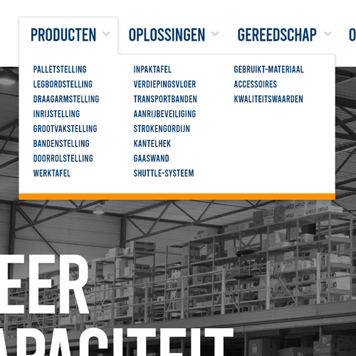 Creative website templates for a leading pallet racks company_ Meermagazijn Design by ChickenDinner