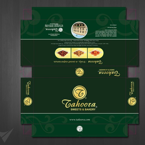 Help Tahoora Sweets & Bakery design their packaging boxes Design by Velvedy Designs