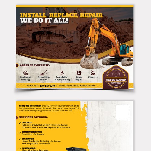 Exciting and rugged landscape postcard for Ready Dig Excavation Diseño de pallabip