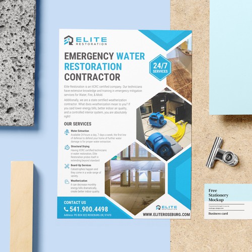 Emergency Water Restoration Flyer Design by Zarabrook