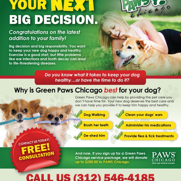 Green Paws Chicago LLC needs a new postcard or flyer