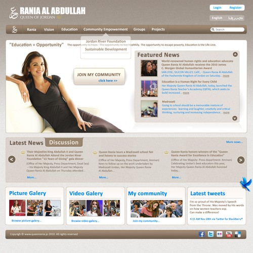 Queen Rania's official website – Queen of Jordan Ontwerp door Googa