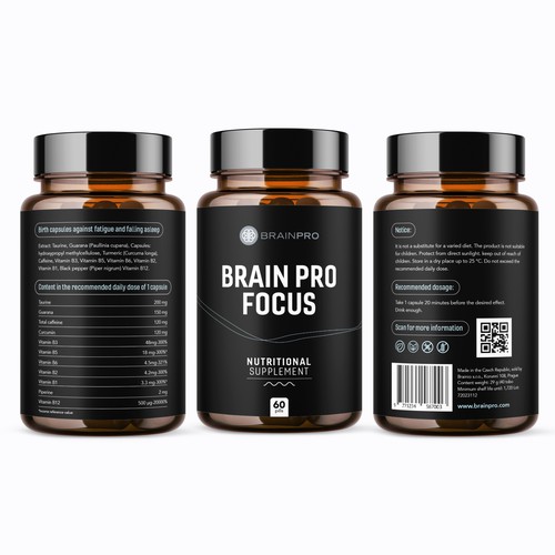 Design a product label for a bio hacker brand - Brain Pro Design by rizal hermansyah