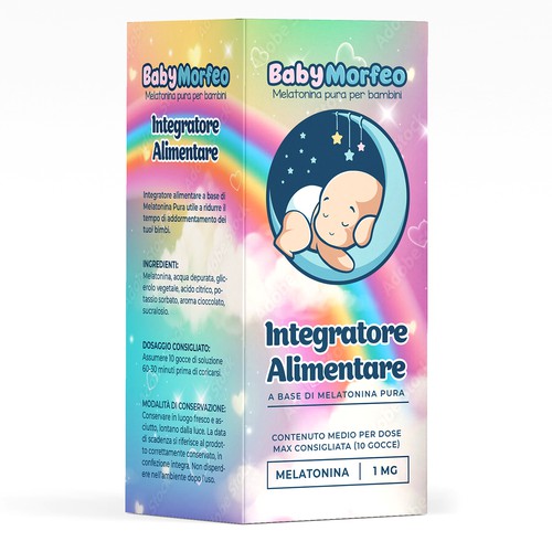 Baby Morfeo -Melatonina per Bambini -  Melatonin Supplement for kids Box and label design Design by Zemunchica ♣♣♣♣♣