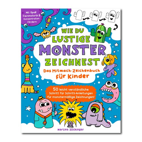Design a cheerful cover for a monster drawing book for children Design by ALINAsINK