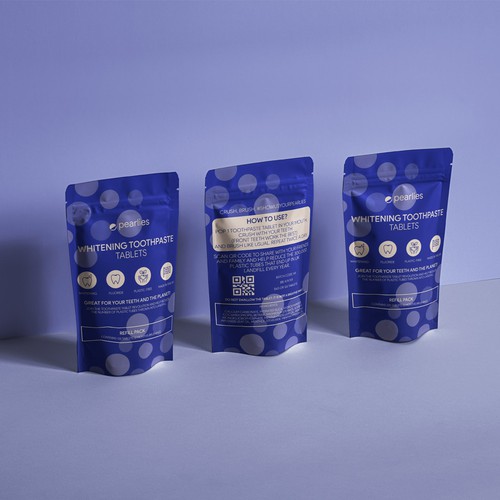 Design an attractive refill pack for a trendy new toothpaste tablet brand Design by Radu Rodica Mihaela