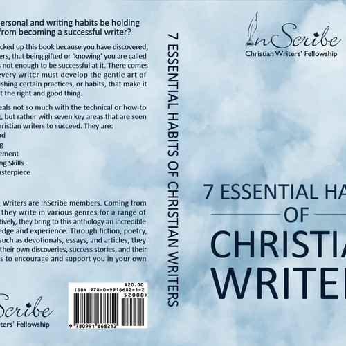 Create a captivating book cover for anthology, 7 Essential Habits of Christian Writers Design by Mila.