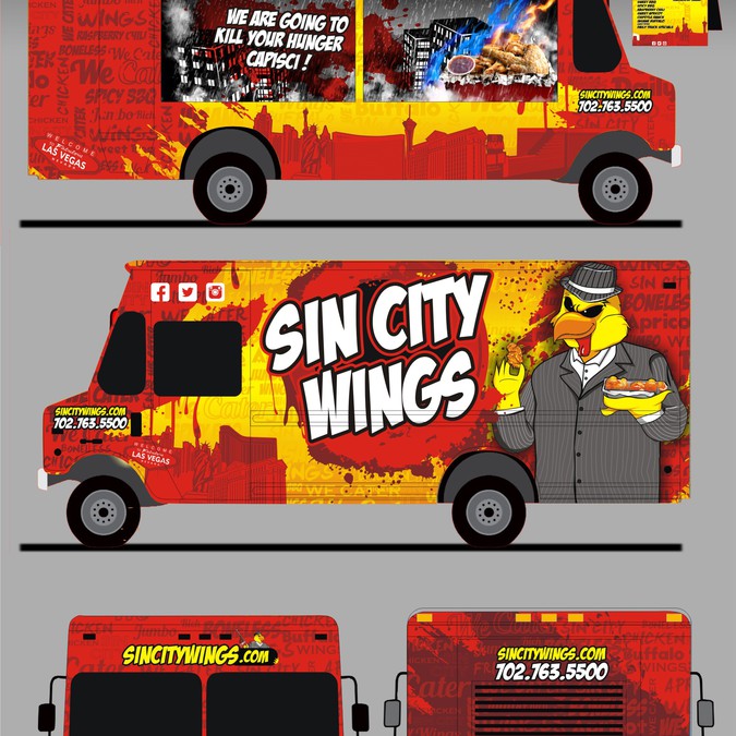 Sin City Wings Food Truck Wrap For Las Vegas Based Truck