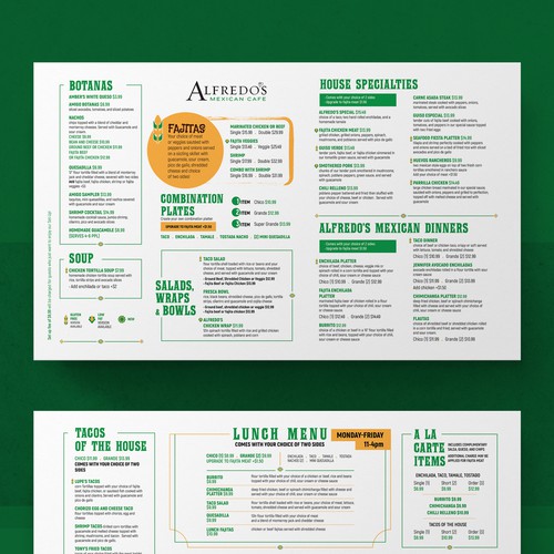Traditional Mexican Restaurant needing new menu design! Design by Anna Shestakova