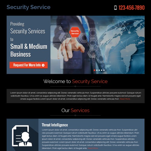 Professional as well as cool landing page for an innovative company that keep your business secure Design by Atul-Arts
