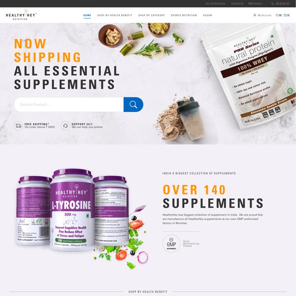 Web design for Supplement brand