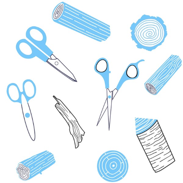 Woodcraft & Scissors Line Art Pattern