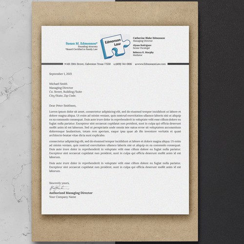 Striking New Modern Letterhead Needed for Law Firm Revival Design by Sawama