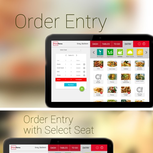 Redesigning a new user interface for a restaurant point-of-sale system Design by Meenal U