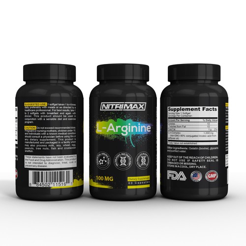 Product label and bottle design for nutritional supplements company ...