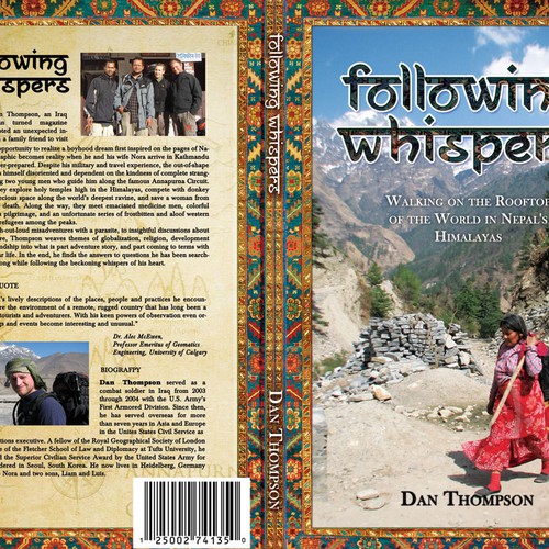 Design an exotic,  Nepal-themed travel book cover  Diseño de Sun_