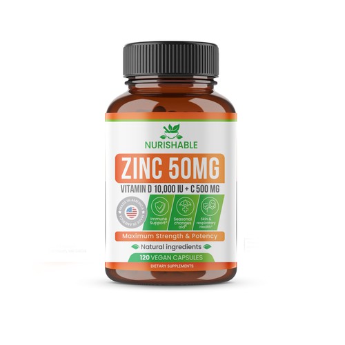 We need a "beautiful bottle label" for Zinc and Vitamin D3 supplement - Redesign Design by Designlifelk