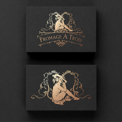 Vintage French-style logo with a scandalous twist! Design by Ameline Studio