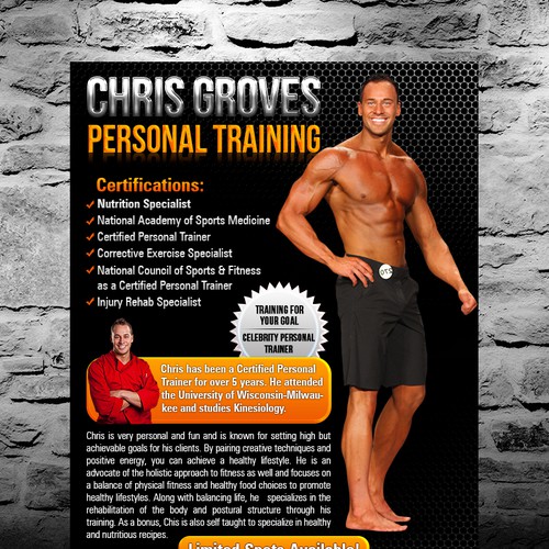 Professional, Upmarket, Personal Trainer Flyer Design for Clinical